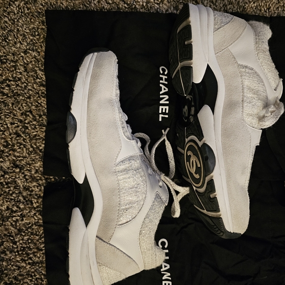 Chanel sneakers white/silver sz 8.5 eu 39.5 - Picture 6 of 9